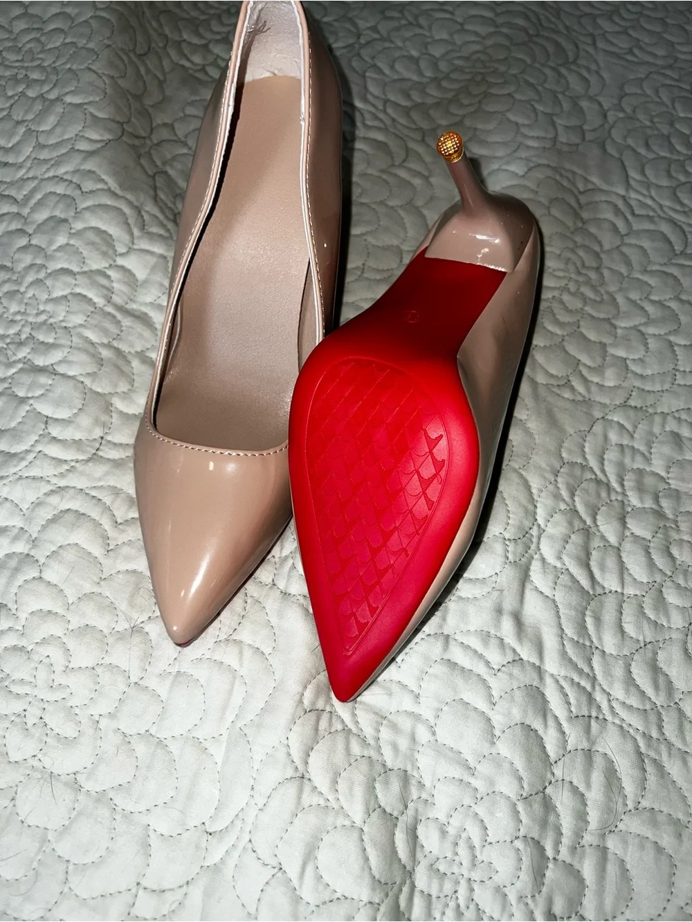 Nude Patent Pointed-Toe Stiletto Pumps